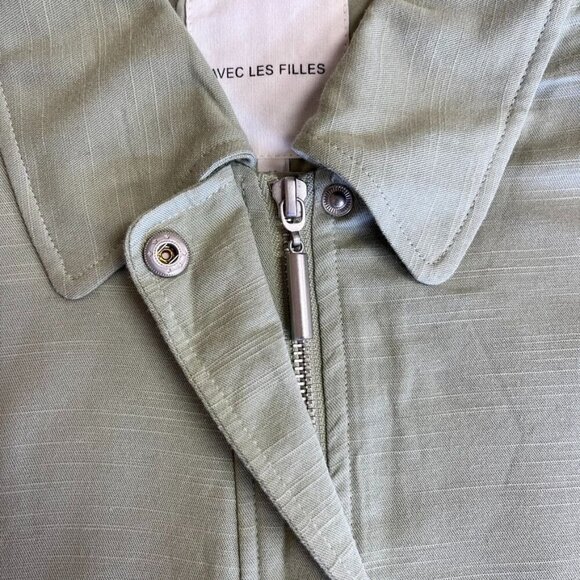 Avec Les Filles  Bomber Jacket Size M Embroidered Eyelet Sleeve - Picture 12 of 14